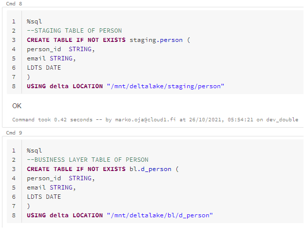 Databricks Delta tables