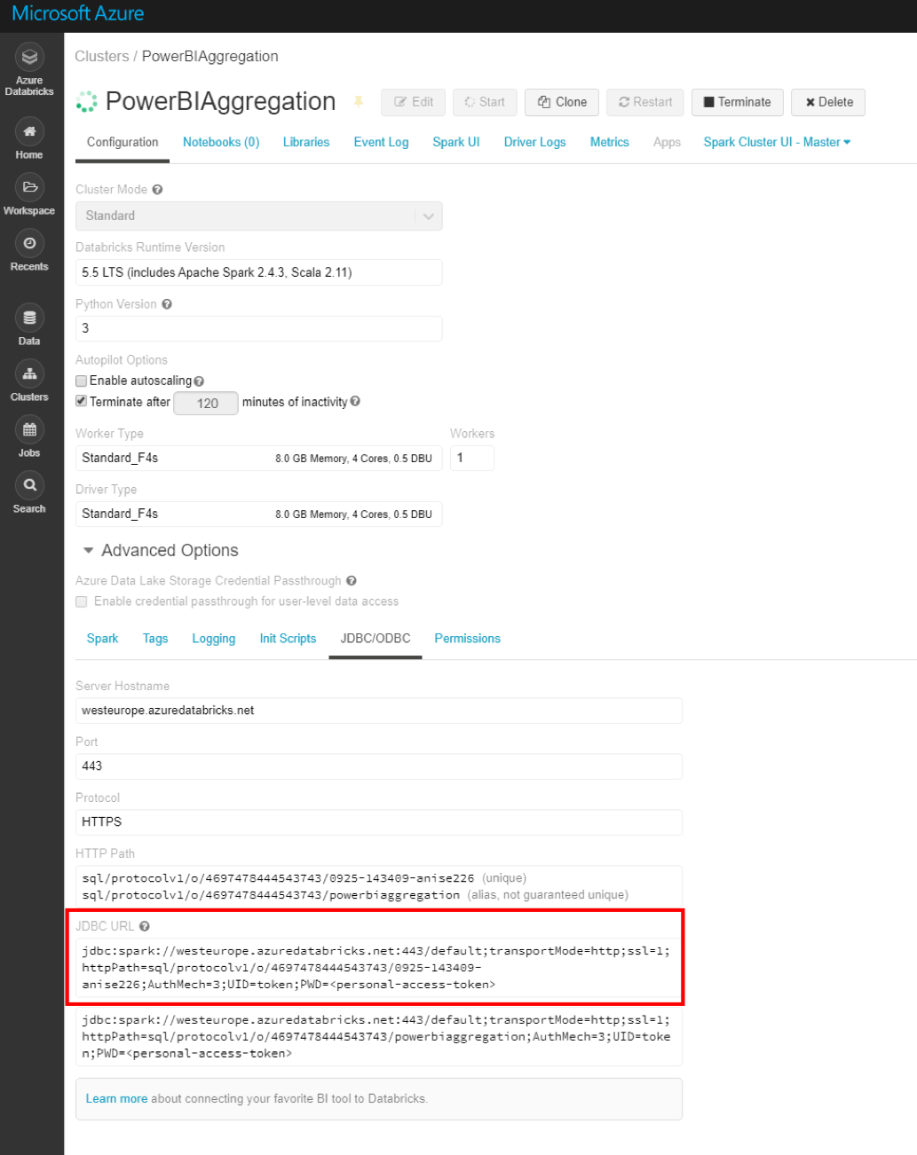 DataBricksin yhdistäminen Power BI:hin